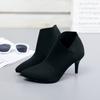 Весенне-осенние новые однотонные женские ботинки с острыми рукавами на тонком каблуке, удобная женская обувь