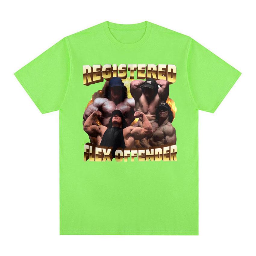 Registered Flex Offender Funny Gym Meme T Shirt Unisexs Bodybuilder Aesthetic Y2k Tshirt Unisex Harajuku Oversized Cotton Tshirts