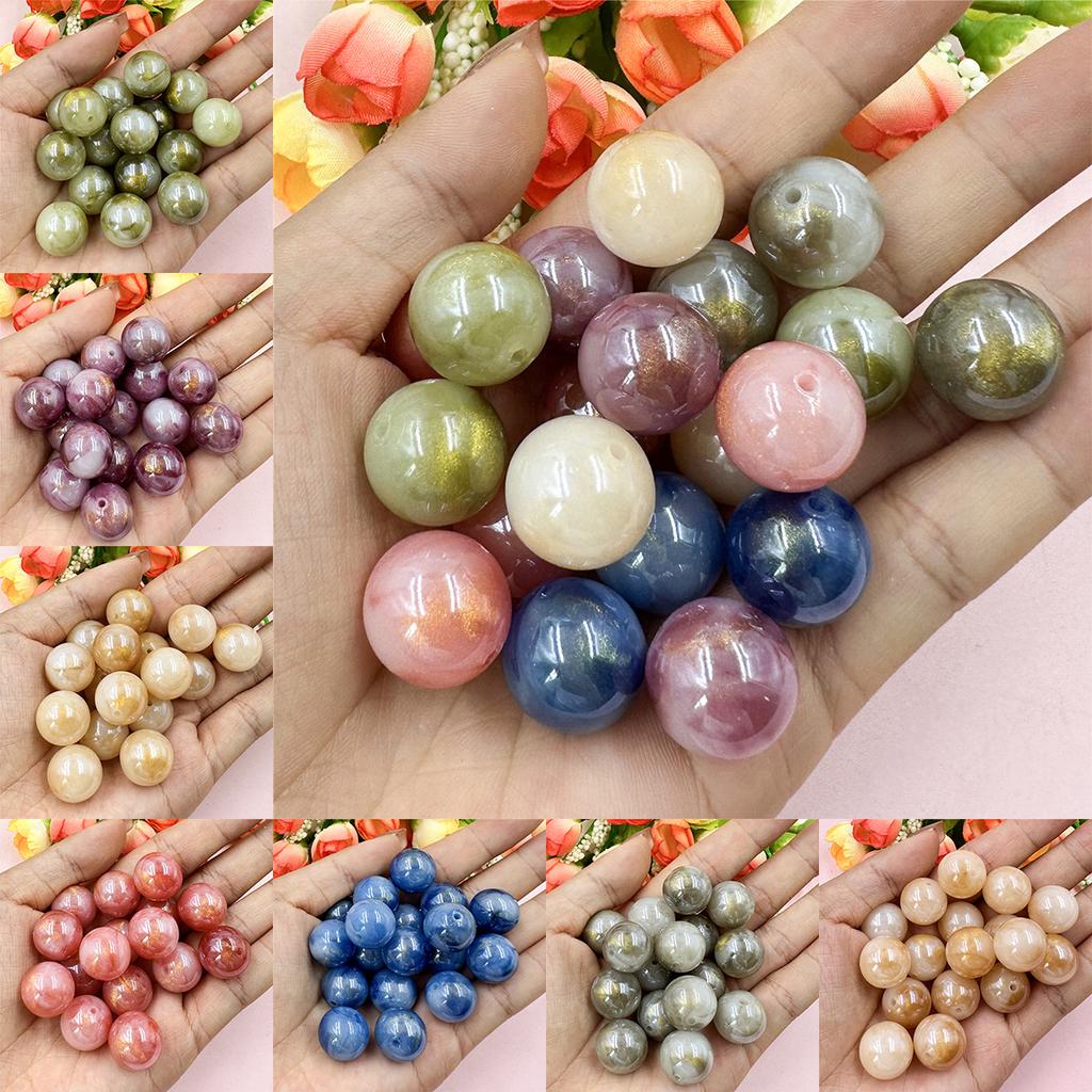 Высококачественные круглые 20 шт. материалы из бисера для изготовления браслетов и сережек акриловые ювелирные изделия глазурованный золотой порошок DIY ювелирные аксессуары свободные бусины 16 мм