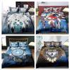 3D Animal Print Bedding Single Double Bed Full Size Pillowcase and Quilt Cover 2 or 3 Wolf or Eagle Designs Washable and Comfortable Home Decoration
