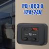 Автомобильный адаптер 12В/24В Светодиодная подсветка Автомобильное быстрое зарядное устройство Порт Type C + USB A QC3.0 для автомобиля, дома на колесах, автодома, дома на колесах, каравана, зарядное устройство для телефона