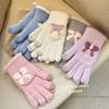 Touchscreen Knitted Gloves for Women  Autumn and Winter Knitted Yarn for Warmth Five Finger Cute Students