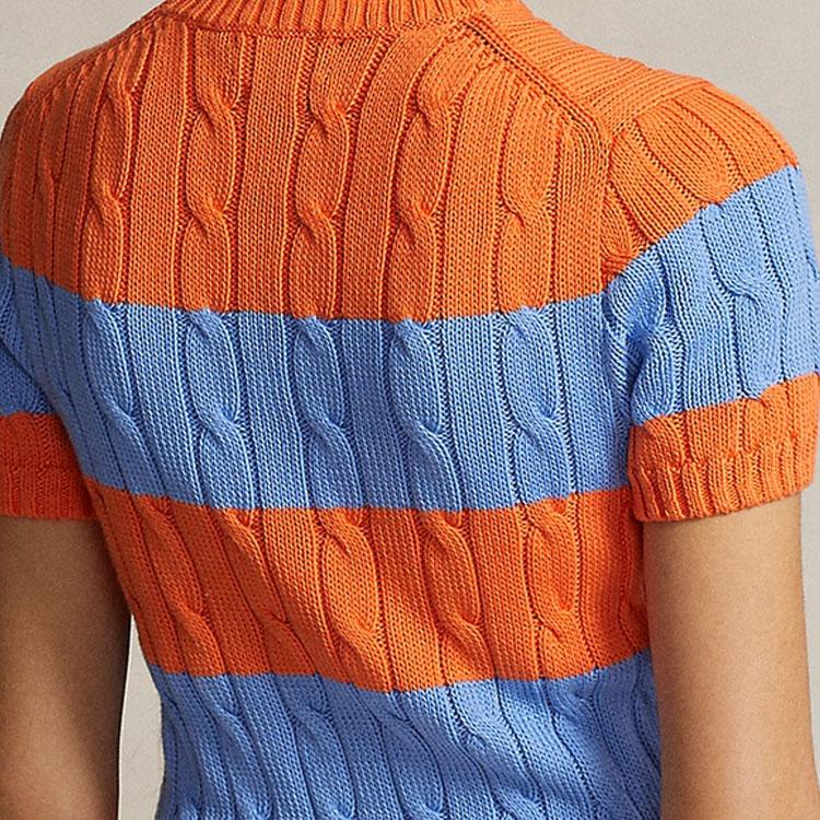 Polo Ralph Lauren SS24 Полосатый вязаный свитер с круглым вырезом и коротким рукавом, женский свитер, многоцветный WMPOSWENC020886-400
