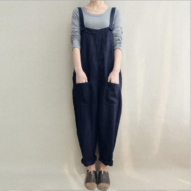 Женский комбинезон-джемпер, повседневный свободный комбинезон, большой размер Za, женский комбинезон, комбинезон с карманами, брюки на бретелях, большие размеры