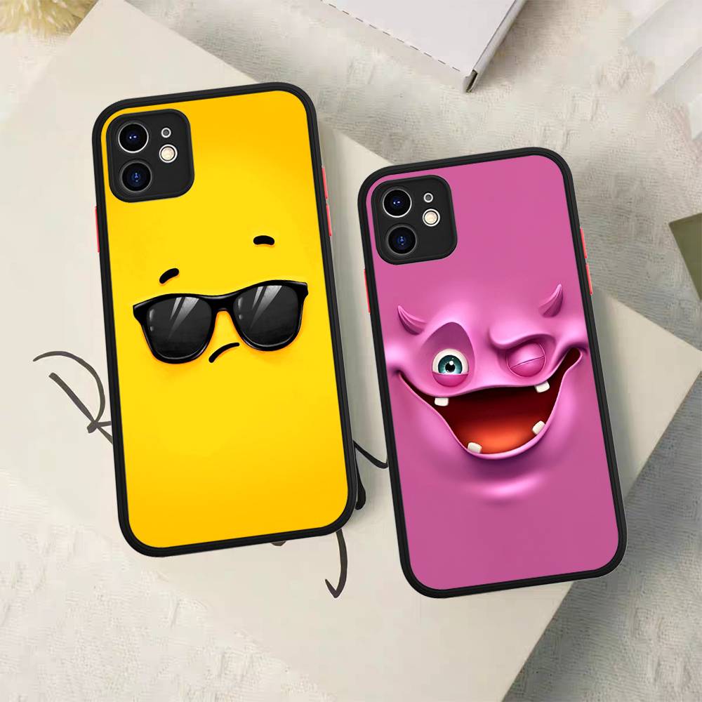 Funny Face Matte Translucent Phone Case For Iphone 16 ProMax 15 14 13 12 11 X XS PRO Plus