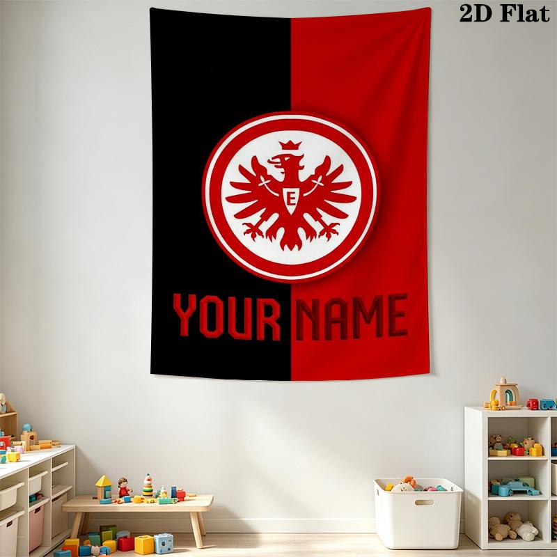 Custom Name Eintracht Frankfurt Wall Tapestry Aesthetic Wall Hanging Printed Fabric Blanket Decorative Tapestries for Bedroom Living Room Home Decor