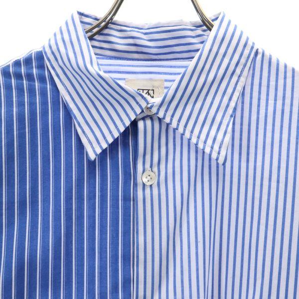 Неиспользованная VAST222 19ss сделано в Японии полосатая рубашка с длинным рукавом 2 синяя мужская б/у