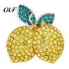 Rhinestone Brooch Pin Double Lemon Pin, Yellow Lapel for Women Decorative Men, Alloy Fruit Badge Jewelry Suit Jackets and Bags Theme