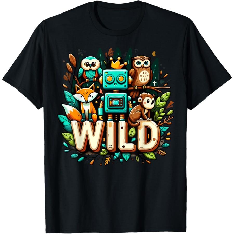 Дикий ретро-винтажный робот Машина Искусство Наука и Математика Мальчик Ребенок Футболка(1)