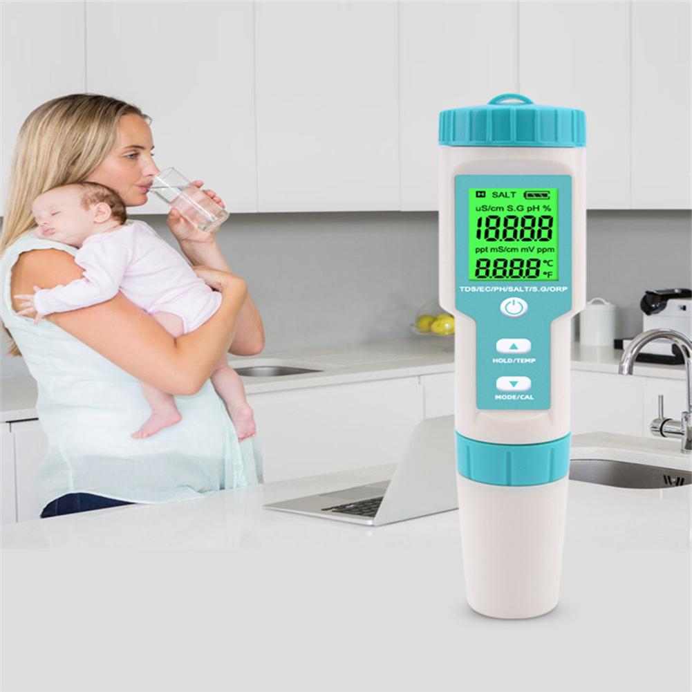 Измеритель pH для аквариумов, 7 в 1: pH/TDS/EC/ORP/соленость/S. G/Temperature Meter C-600 Тестер качества питьевой воды