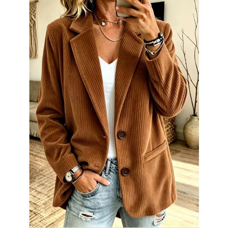 Women S Vintage Corduroy Blazer Casual Long Sleeve Autumn Winter