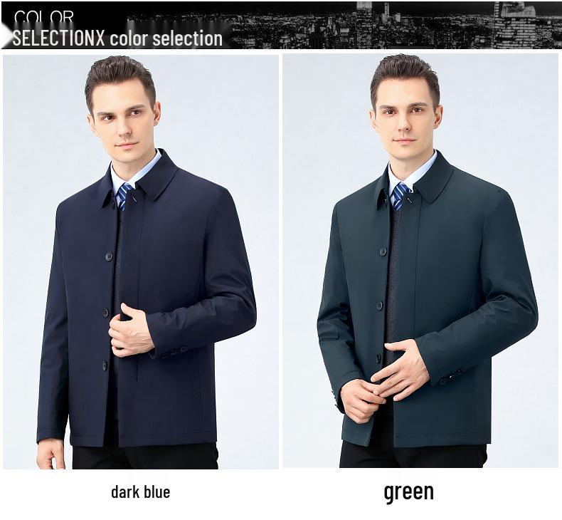 Мужская хлопковая куртка с лацканами - Business Casual, Теплая, Идеально подходит для пап среднего и пожилого возраста