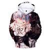 Ainme Re Zero Hoodies 3D Re Zero Hoodie Sweatshirt Men Women Harajuku Clothing Rem and Ram Japanese 3D Oversized Hoodies