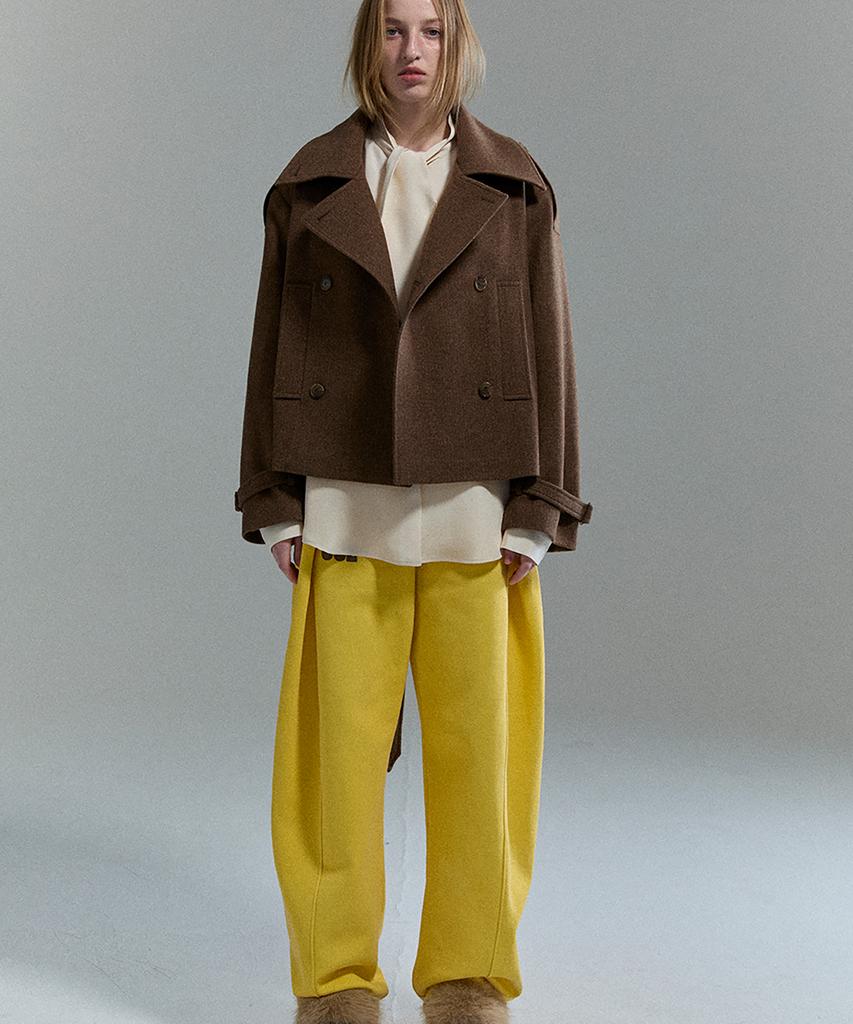 COCANCL Pure Wool Neck Hug Short Coat