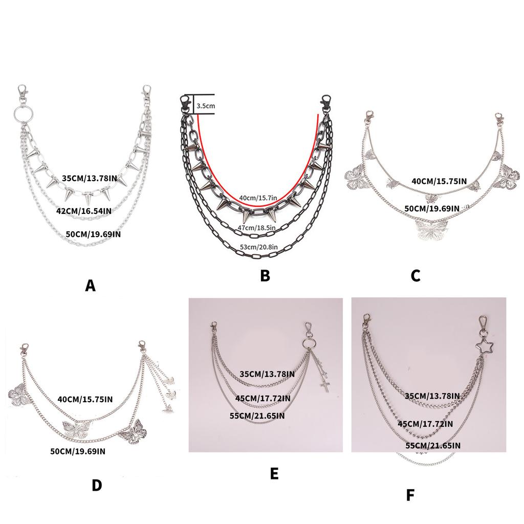 Hiphop Punk Metal Chain Belt with Silver Studs Adjustable Length Chain Belt for Fashionable Adults