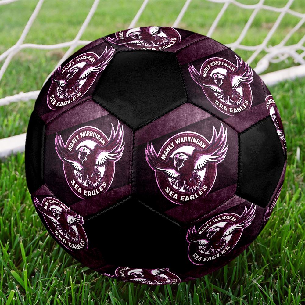 SIZE 5 Manly Warringah Sea Eagles Soccer Ball Colorful All Ages Machine Stitched PVC Competition Ready Durable High-Bounce
