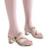 Summer  Women's Sandals and Slippers with Medium Heel Thick Heel Women's Slippers with Open Toe High Heel Rhinestones