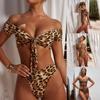 2025 Leopard Print High Waist Bandeau Bikini Set for Women