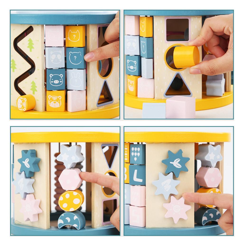 Одиннадцать в одном многофункциональная шкатулка с сокровищами, обернутая бусинами, рыболовный блок, ранняя развивающая игра, деревянная детская головоломка