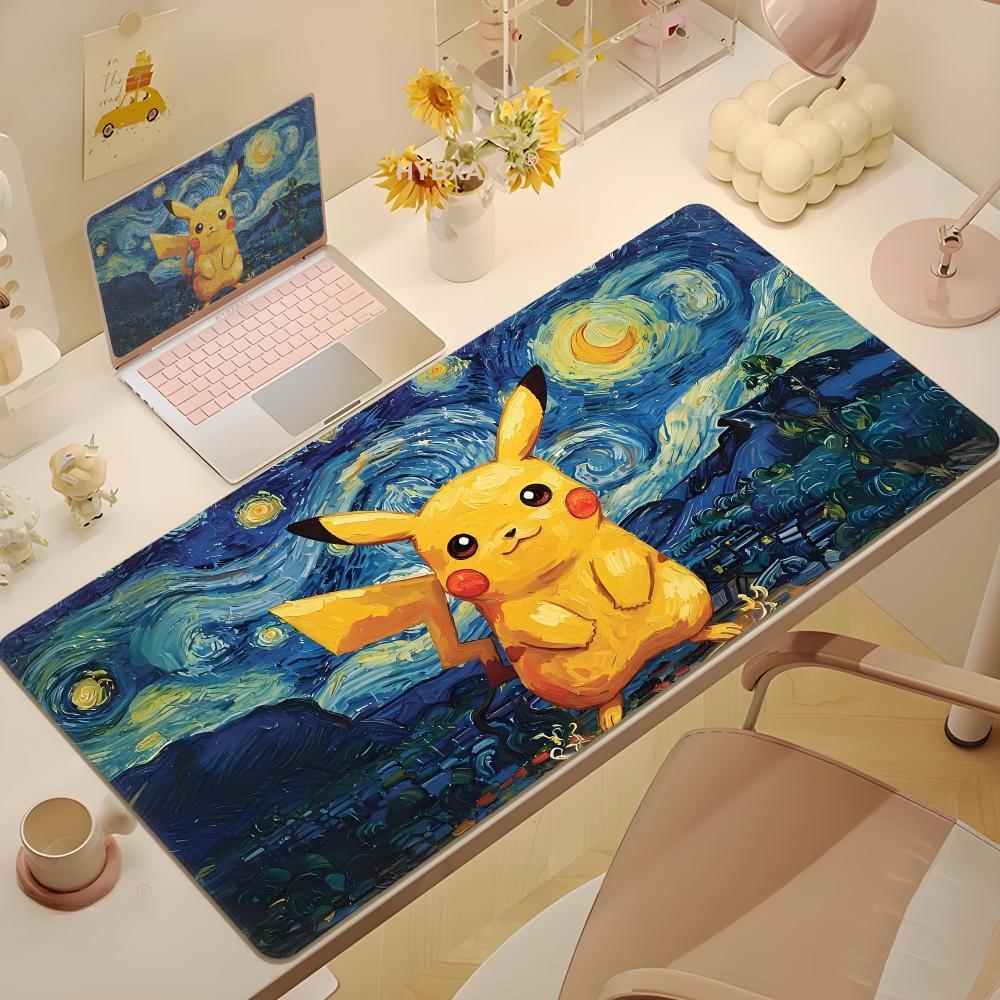 Pokemon Псайдак Ван Гог Звездная ночь Большой коврик для мыши Эстетичный игровой коврик для стола для геймеров