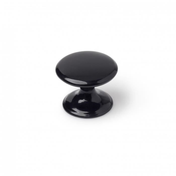 Boutons De Meuble Rond Zamak Peint - Lot De 4 - Noir - H.27 X L.33 X P.33 Mm