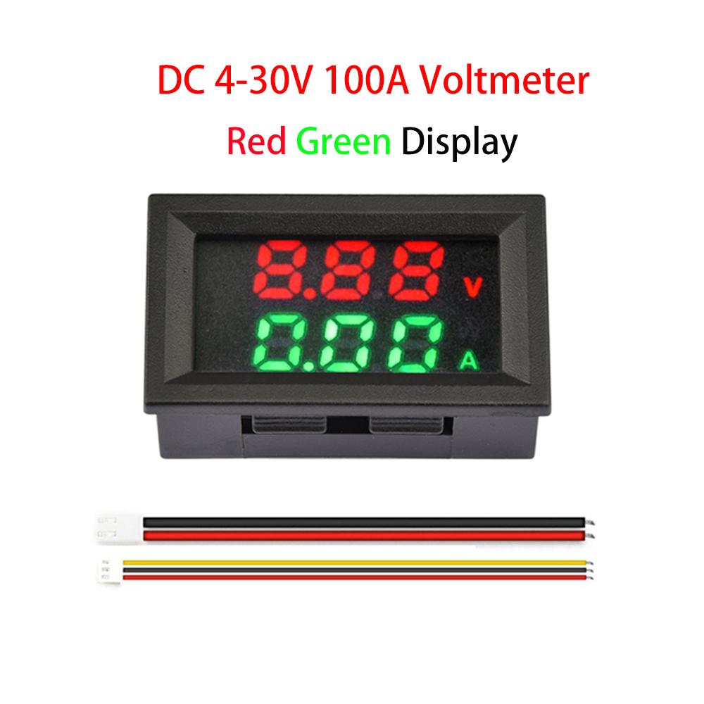 DC 4-30V 10A 50A 100A Digital Voltmeter Ammeter 0-100V 0-100A Current Meter Voltage Tester LED Dual Digital Volt Meter Gauge