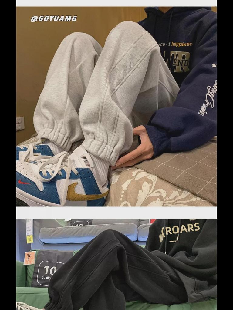 Мужские серые спортивные брюки широкого кроя, модель 2023 года, свободный крой, шаровары, идеально подходят для строительных площадок осенью и зимой.