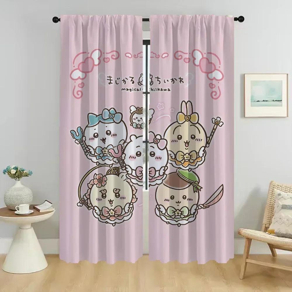 Curtains for Living Room Curtain Chiikawaes Home Interior Curtains 2 Pieces Halloween Decoration Shades Tulle for Bedroom Camera