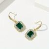 Серьги из зеленого квадратного циркона, инкрустированные стразами, роскошные ювелирные изделия, серьги-подвески из сплава, идеальный женский аксессуар для женщин, повседневный и праздничный декор