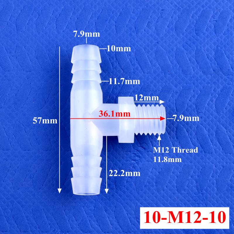 10Pcs/lot M6~M12 Male Thread Tee Connector 2~10mm 3-Ways Connectors Aquarium Tank Hose Pagoda Joints Air Pump Adapter Garden Water Pipe Joint