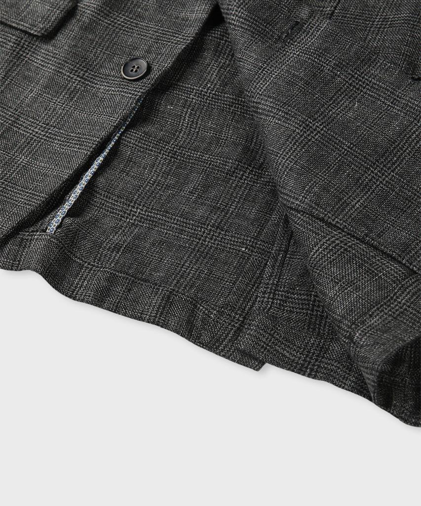 Panicale Grey Linen Classic Check Jacket