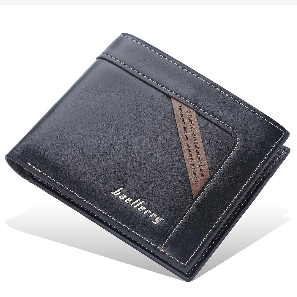 Baellerry Classic Brand Design Men Short Wallets Artificial Leather Vintage Business Bifold Wallet Fashion Card Holder Purse