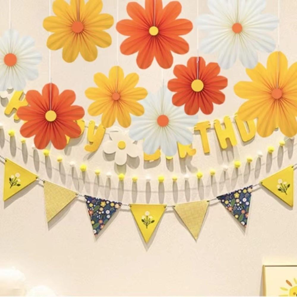9Pcs/Set Hanging Ornaments Artificial Paper Flowers Decorative Birthday Decor Supplies
