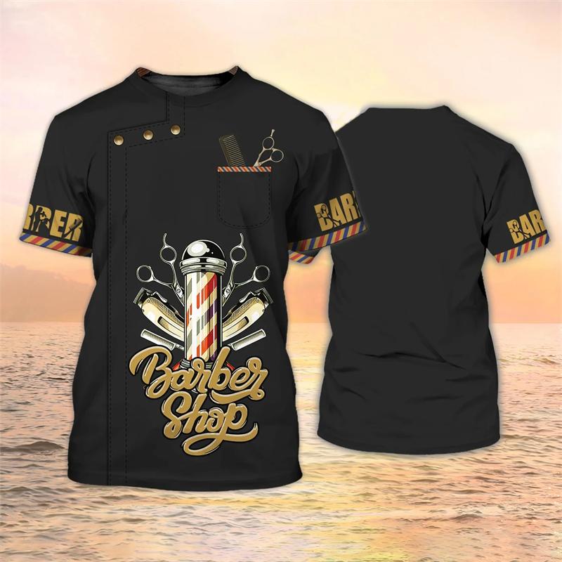 Горячая Распродажа Мужская футболка Barber Shop Street 3D Print Короткий рукав свитер Мужская футболка Униформа Летняя мода Крутые футболки Топы