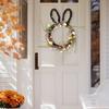 Пасхальный венок в форме маленького кролика, плетеный из ротанга, с пастельными яйцами и цветами для входной двери, для дома, для окна, на стену, весенний декор