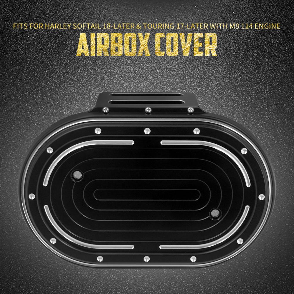 Motorcycle Airbox Cover Air Filter Trim For Harley M8 114 Engine Touring Electra Street Glide 17-Up Softail Breakout FLFB 18-Up