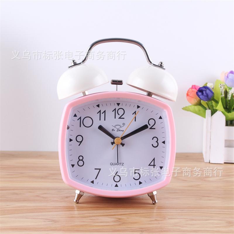1.1 inch silent alarm clock, double alarm, metal ringing clock, student bedside alarm, desktop clock