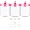 3/4/6 Pack Clear Storage Box Canister Qtip Holder Apothecary Jars with Pink Lids, Bathroom Organizers for Cotton Balls,Swabs