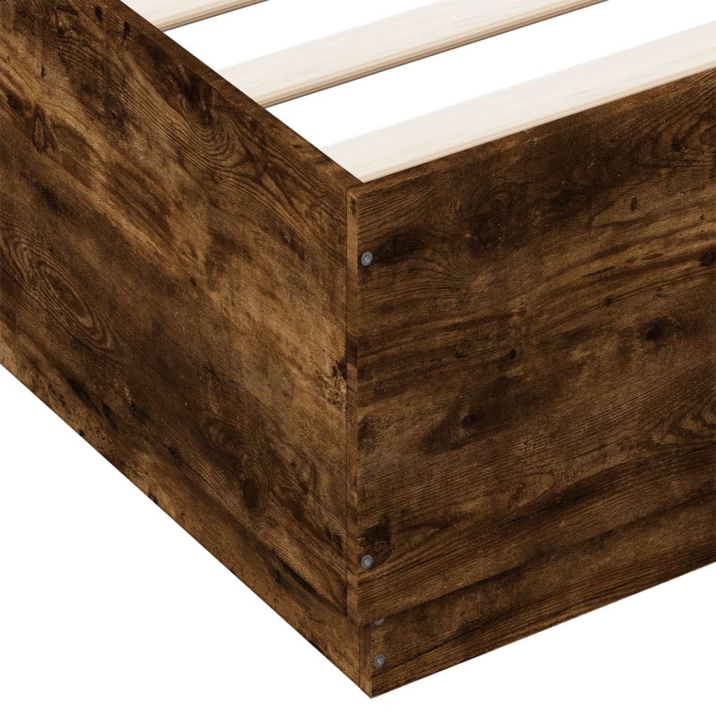 LED Bed Frame in Smoked Oak 150 x 200 cm Engineered Wood