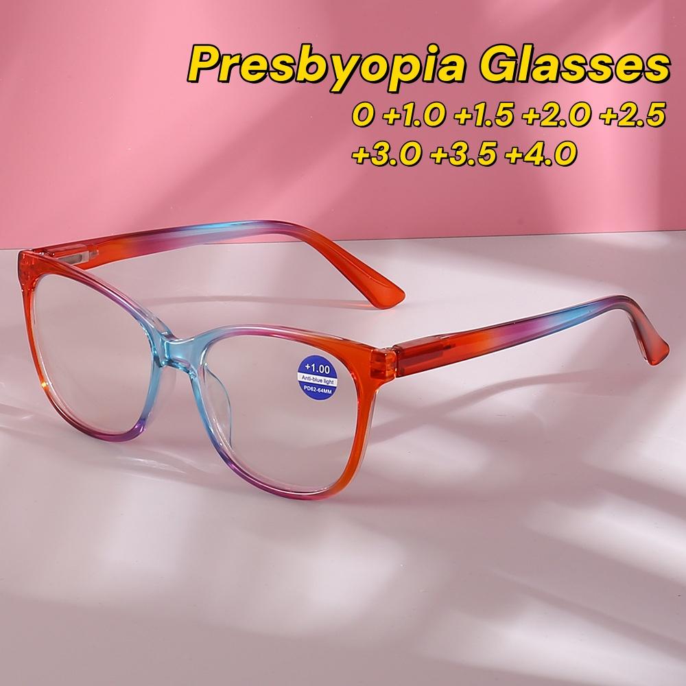 New Large Frame Reading Glasses Trend of Ultra-light Ladies Presbyopia Glasses Anti-Blue Light Eyewear Diopter To +4.0