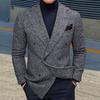 Мужской пиджак с лацканами, длинный рукав, однобортный пиджак с застежкой и карманами, облегающий деловой рабочий костюм