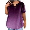 Fashion Plus Size Women's Casual Short Sleeve Round Neck Gradient Print T-shirt With Pockets