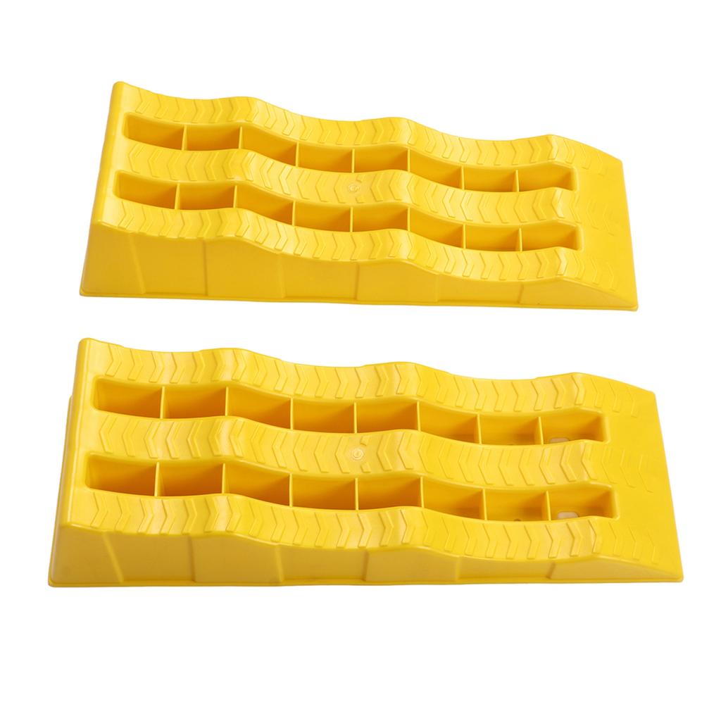 1 Pair RV Leveling Ramps 3 Stage Yellow Trailer Camper Wheel Chocks for Stabilizing Uneven Ground an