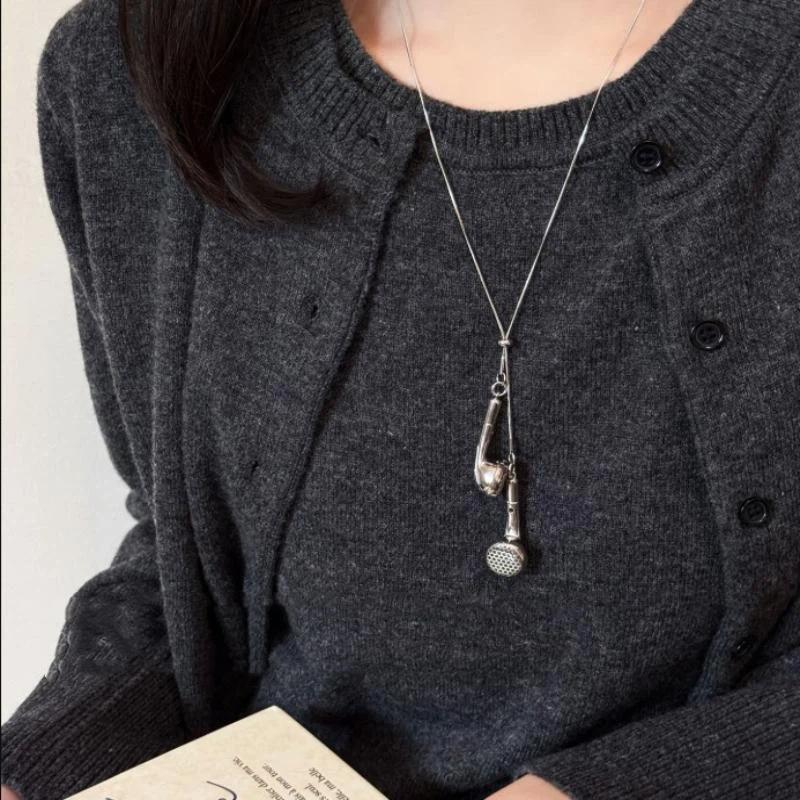 Y2K Pendant Necklace Women's Autumn And Winter Simple Fashion Metal Pendant Long Sweater Chain