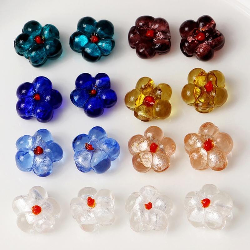 Popular Coloured Glaze Color Flower DIY Accessories Sweet Pendants DIY Handmade Bracelet Necklace Earrings Materials