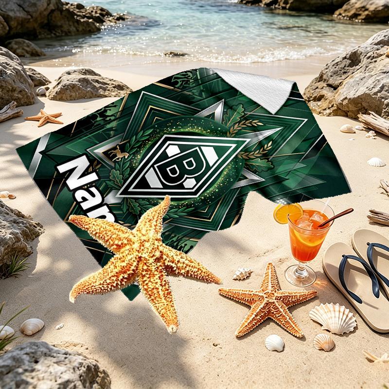 Custom Name Personalized Borussia Monchengladbach Print Beach Towel, for Trip Camping Beach Party Home Decor, Birthday Gift for Family & Friends