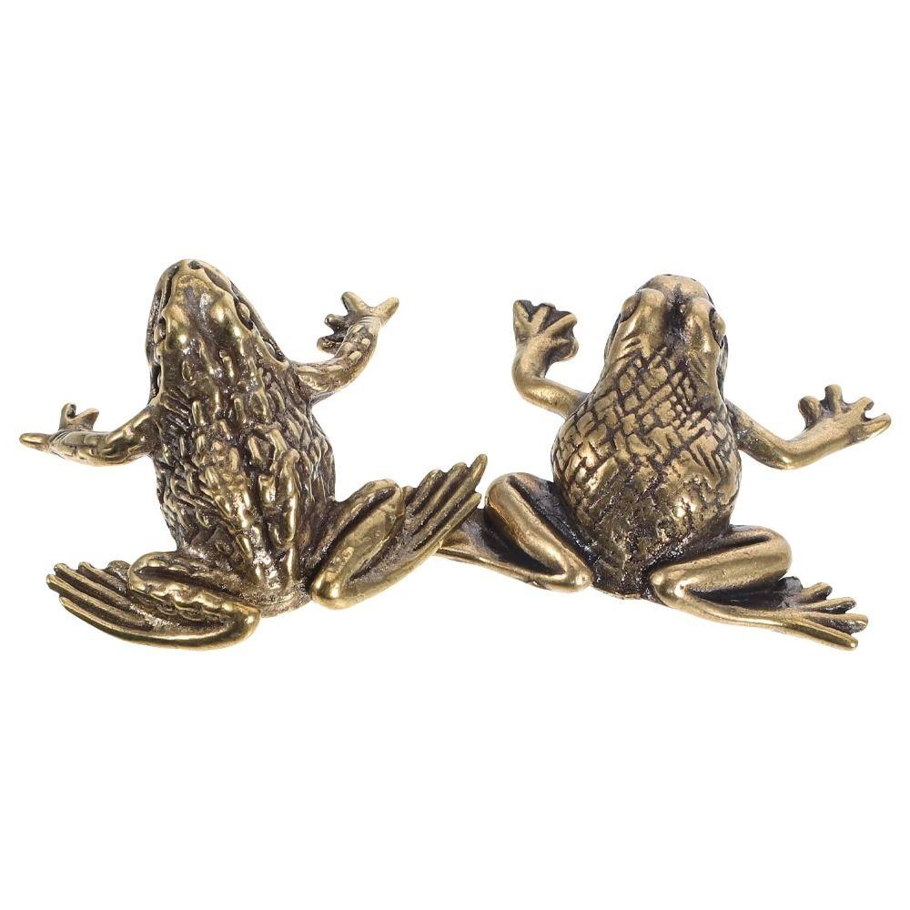 Pure Copper Golden Toad Statue Retro Style Frog Miniature Sculpture Home Decoration