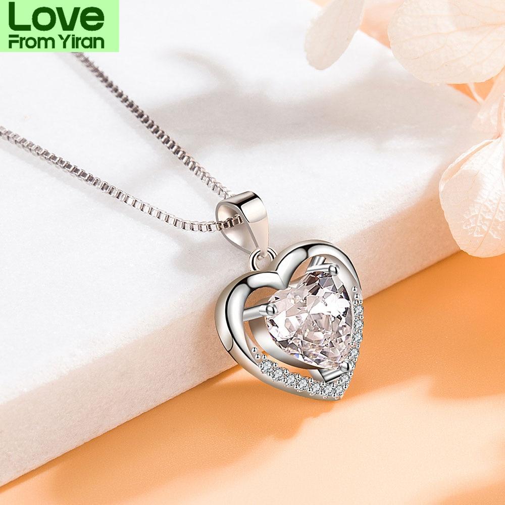 Новое женское ожерелье из стерлингового серебра 925 пробы, модная подвеска в форме вечного сердца, высококачественная цепочка с цирконием для ключицы, длина 45 см