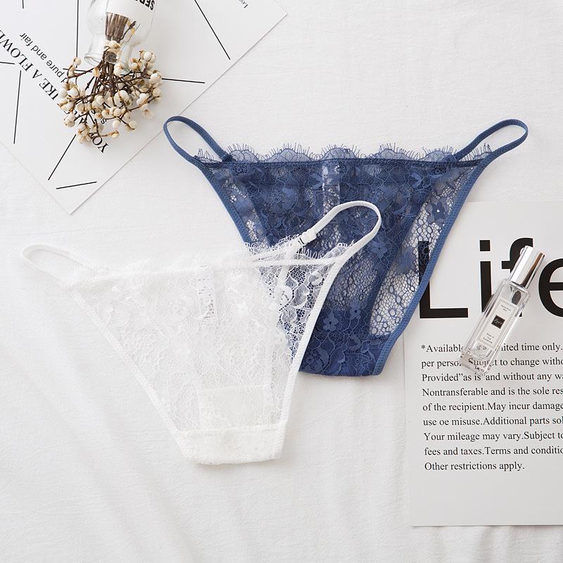 Lace Thin Strap Sexy Panties Transparent Hollow Women's Triangle Panties