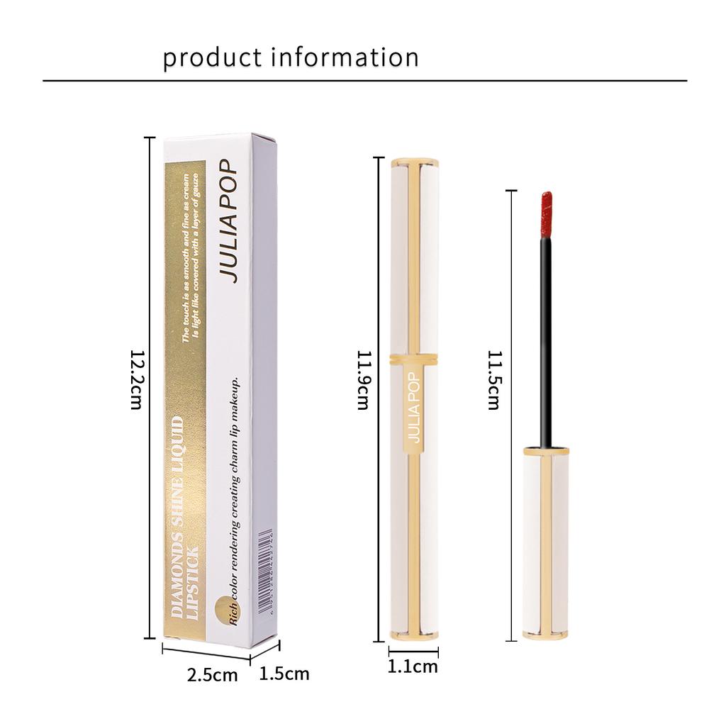 Velvet Lip Glaze with Fine Glitter Matte Lipstick Long Lasting Lip Gloss Not Easy To Stick Cup